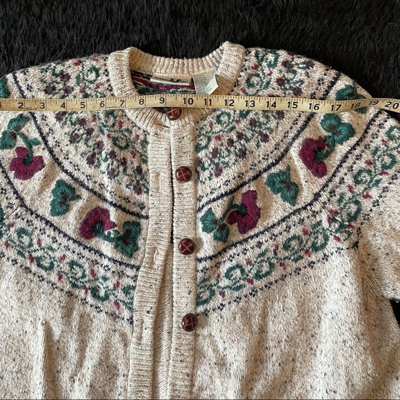 90s Y2K granny chic cottage core Northern Reflections fair isle cardigan Pansy - Picture 13 of 14